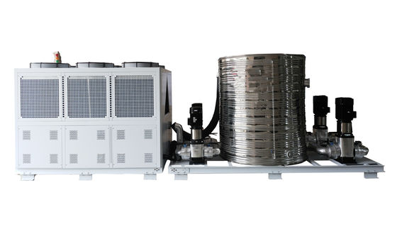 Un buen precio. Chiller industrial refrigerado por aire duradero 40HP 113.58 KW/Hr con torre de agua / 6 ventiladores en línea
