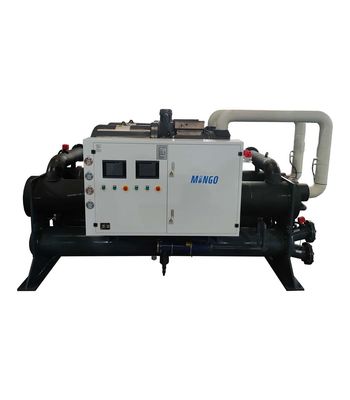 Un buen precio. Refrigerador de tornillo refrigerado por agua ISO 1100HP 1100KW/Hr 189.2m3/H Circuito doble de flujo de circulación en línea